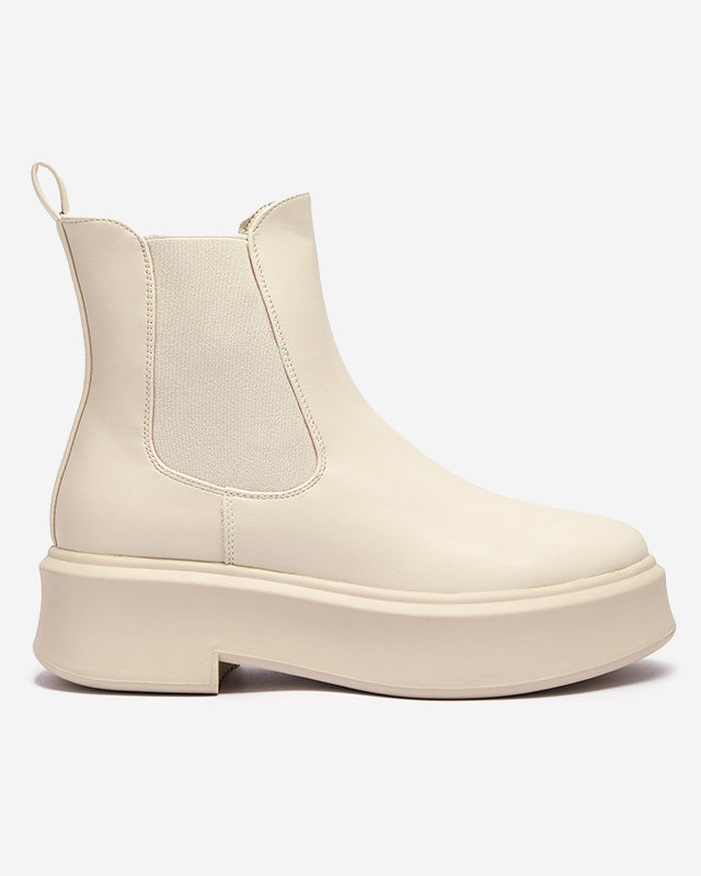 OUTLET Női platform csizma krém színben Emallo - Lábbeli