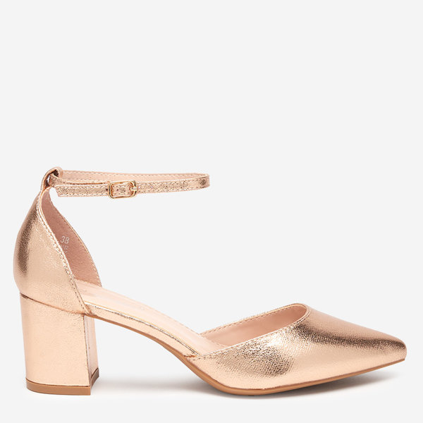 OUTLET Rose arany női szandál alacsony oszlopon Nerola - Lábbeli