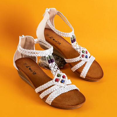 Női fehér szandál alacsony éken Nastiska - Lábbeli