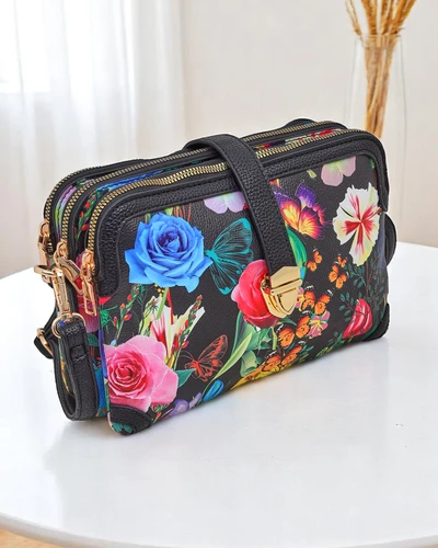 Royalfashion Floral kis méretű női ökobőr kézitáska