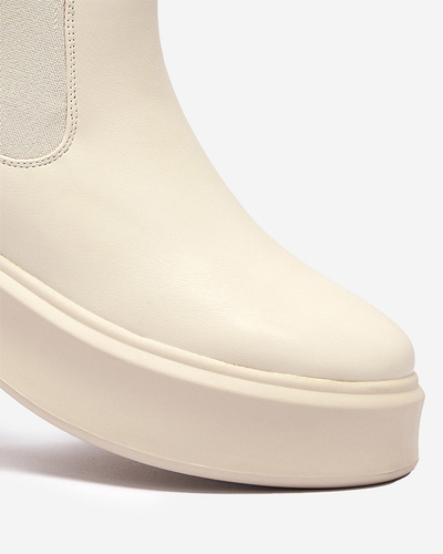 OUTLET Női platform csizma krém színben Emallo - Lábbeli