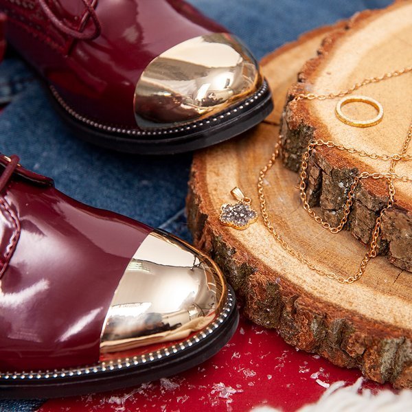 Bordó alacsony orrú cipő Öltöny - lábbeli