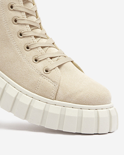 Krémszínű női csipkés sportcsizma díszítéssel Tamti - Lábbeli