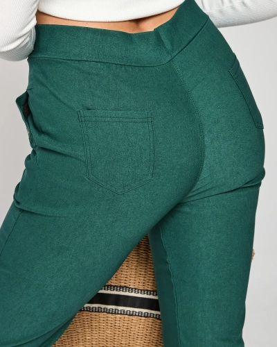 Sötétzöld női teggings nadrág PLUS SIZE- Ruházat