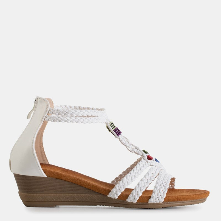 Női fehér szandál alacsony éken Nastiska - Lábbeli