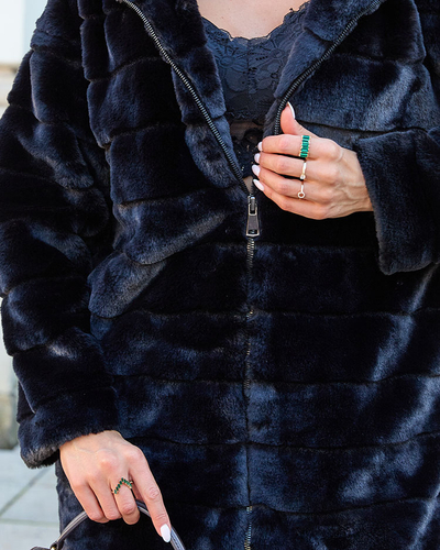 Royalfashion Fekete szőrme női kabát