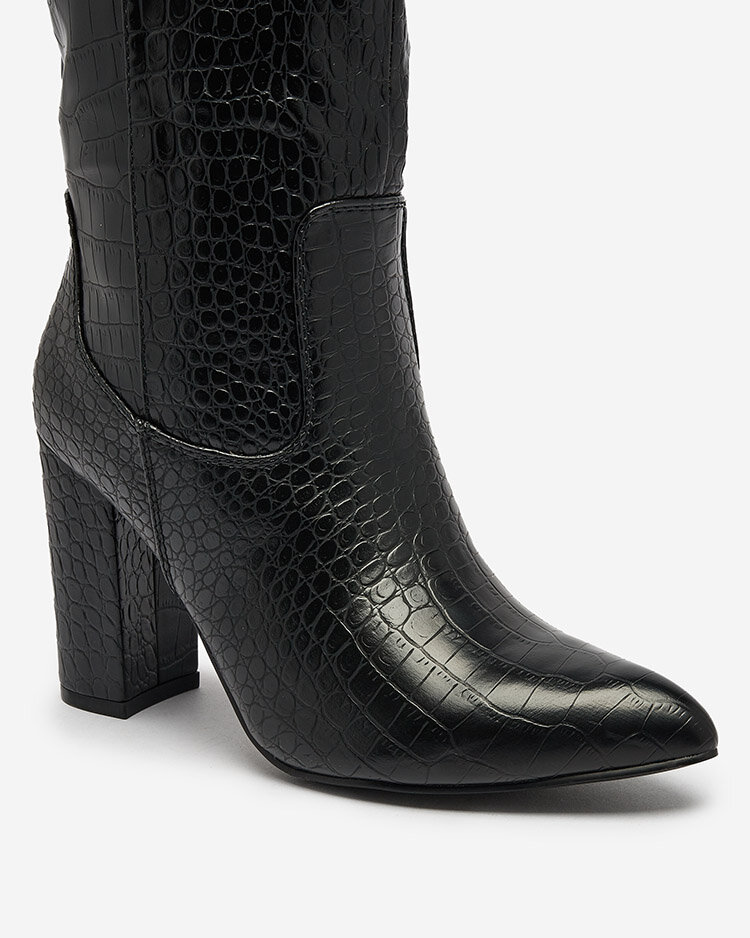 Royalfashion Fekete Telibitta dombornyomott női csizma