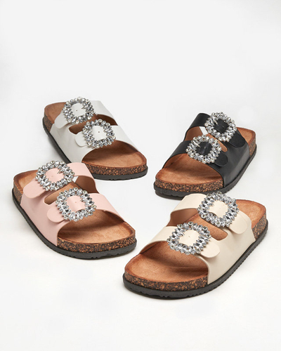 OUTLET Bézs színű női papucs Oterina csattal - Lábbeli