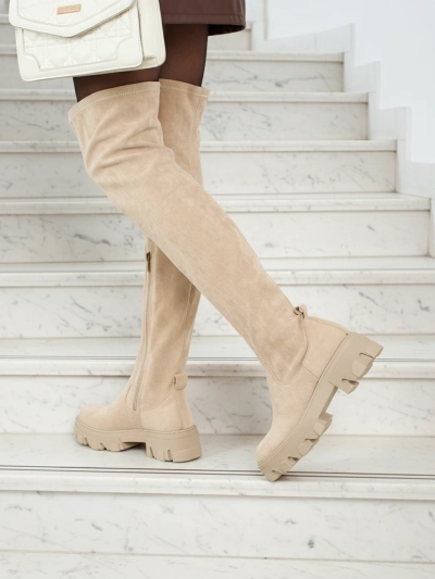 Női térd fölé érő öko velúr csizma Maelin