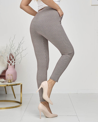 Maroon és fekete női kockás treggings - Ruházat