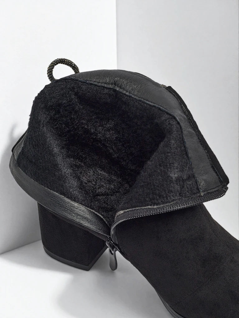 Női öko velúr bokacsizma vastag sarokkal Ornella