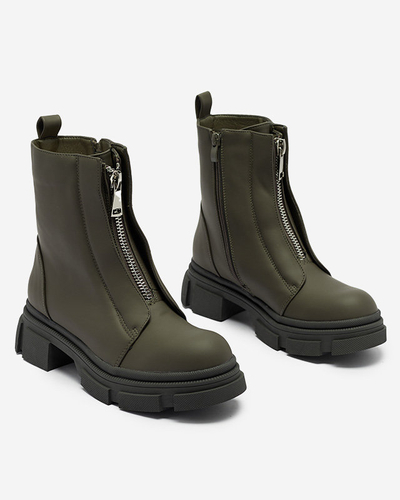 Női szigetelt sötétzöld magas szárú csizma Slovys- Lábbeli