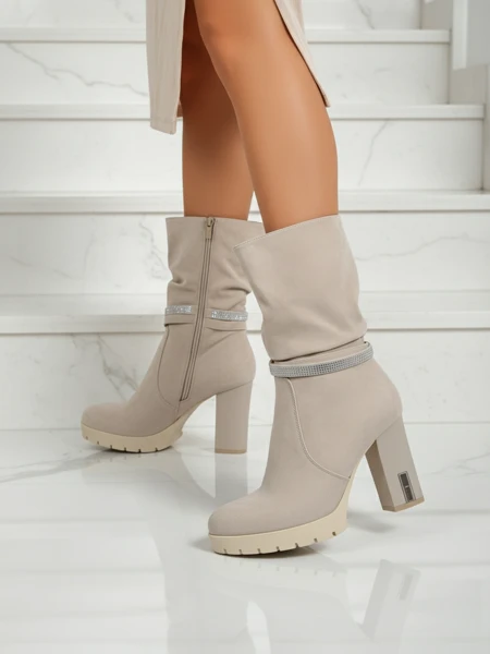 Matt női bokacsizma vastag sarokkal Ashen Bloom