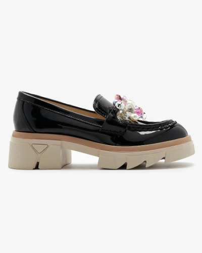 Livia Elegante - Fekete Luxus Mokaszin Lapos Sarkú
