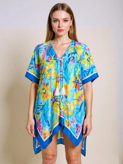 Aurelia Blue Pareo Royalfashion – Női térdig érő nyári pareo V-nyakkal