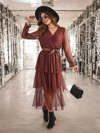 Royalfashion Női hosszú ruha fodrokkal