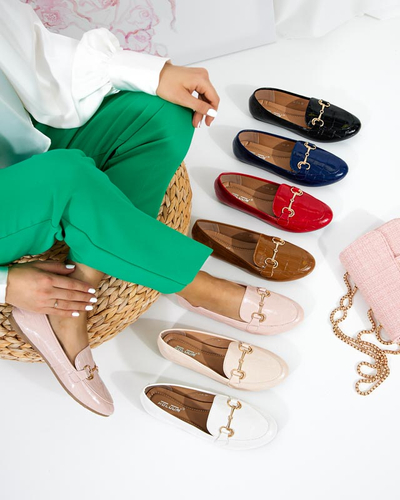 Pirosra lakkozott női naplopók Cerilla dombornyomással - Cipő