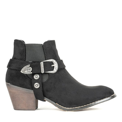 Fekete csizma alacsony poszt-asién cowboy csizmával - Lábbeli