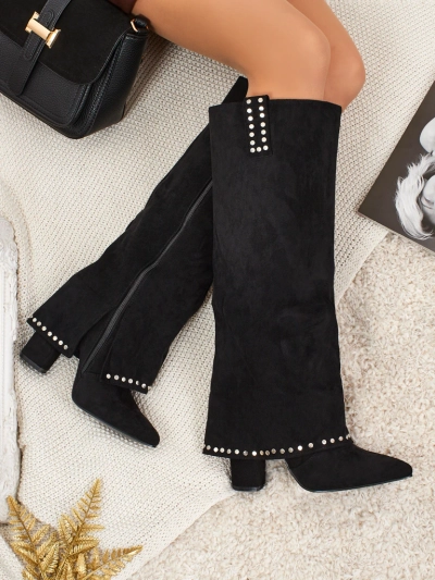 Bryves öko velúr női csizma szárral