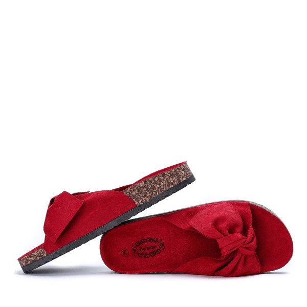 Czerwone klapki z kokardką Yinny - Obuwie