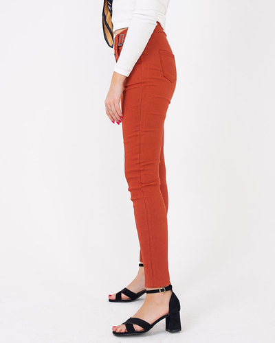 Női barna szövet tregging díszgombokkal - Ruházat