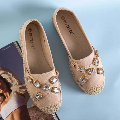 OUTLET Női bézs espadrillák Erilla kristályokkal - Lábbeli