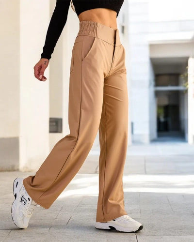 Royalfashion Női széles eko bőrnadrág