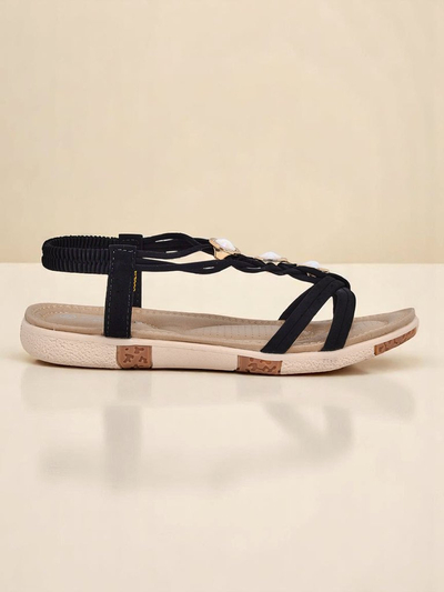 Royalfashion Callista női szandál – fekete espadrilles cirkóniával a nyárra