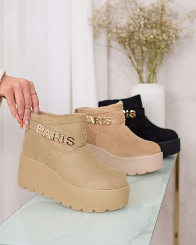 Royalfashion Bézs női cipő a'la hócsizma díszítéssel Parisela