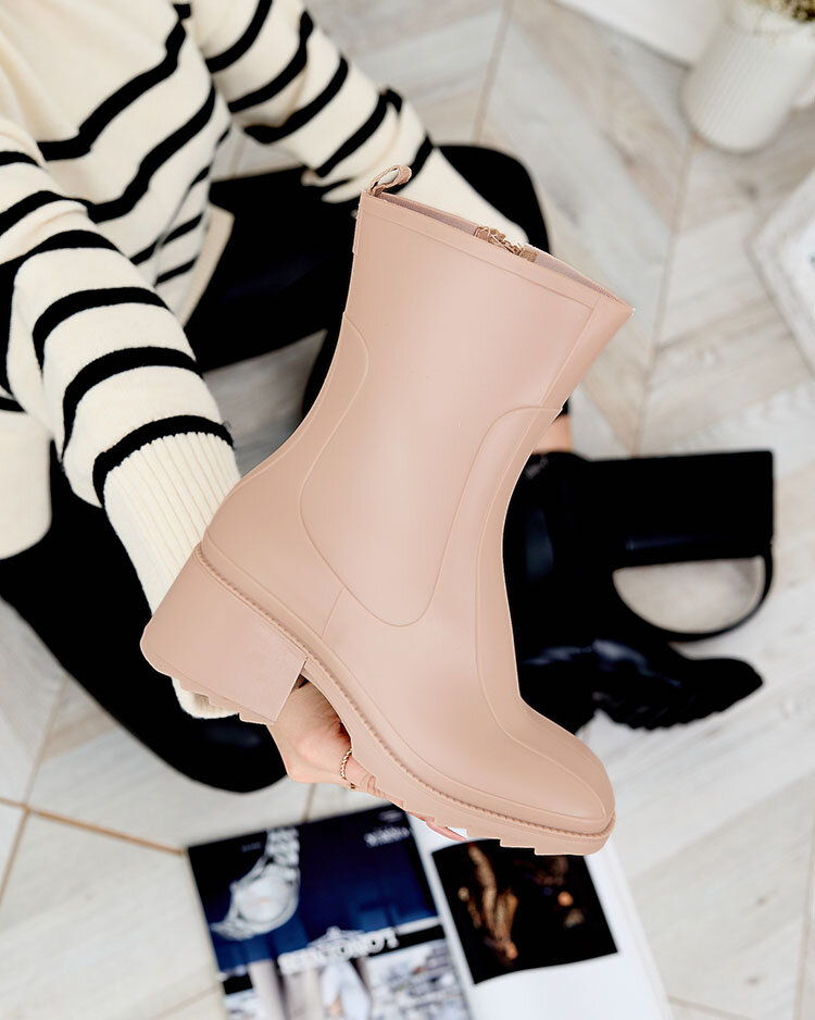 Royalfashion Bézs matt női wellingtons a'la csizma Tentiris