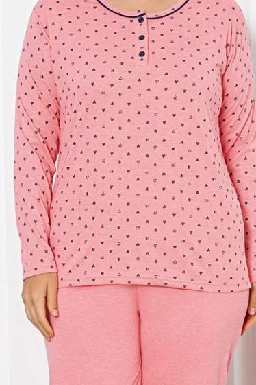 Royalfashion Női Pamut 2-Részes Pizsama Szett Szív Mintával PLUS SIZE