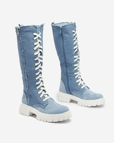 Royalfashion Kék női szövet csizma Leconen