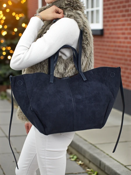 Női shopper táska öko velúr, kisebb öko bőr táskával szettben 2 az 1-ben Elinea