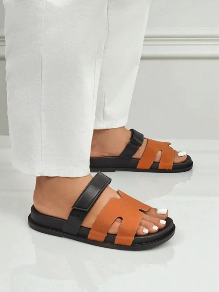 Royalfashion női öko-bőr belebújós szandál FlexiComfi