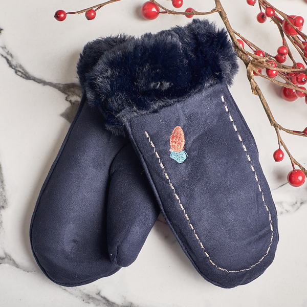 Gyermek sötétkék kesztyű egy húron és egy ujjal - kesztyű