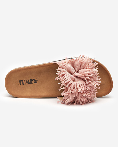 OUTLET Női papucs szövetdíszekkel, rózsaszín színben Ailli- Footwear