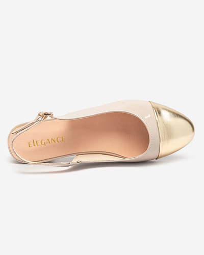 OUTLET Bézs és piros női balerinák nyitott sarokkal Eleaxi - Cipők