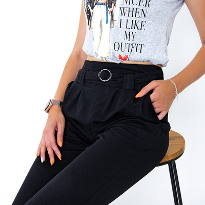 Fekete, elegáns női nadrág egyenes lábbal - Ruházat