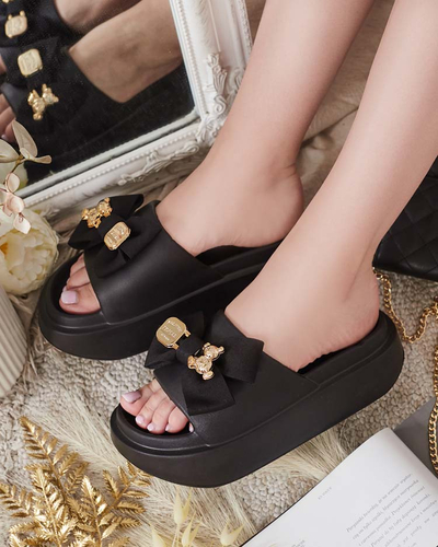 Royalfashion Női gumi flip-flop díszes masnival Apis