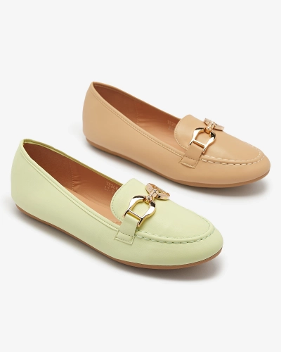 Zöld öko-bőr női mokaszin díszítéssel Wiwet-Footwear