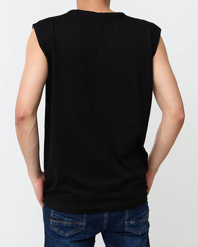 Fekete színű férfi ujjatlan nyomott póló - Ruházat