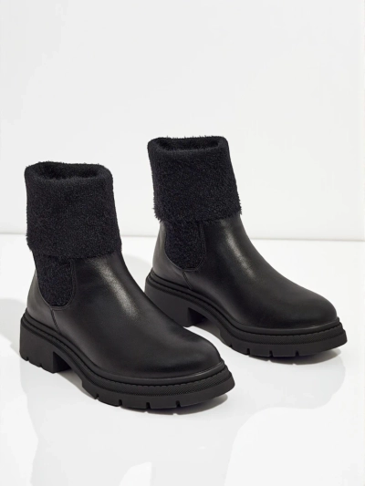 Női öko bőr bokacsizma szőrmével Kesy