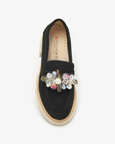 Női fekete áttört mokaszin Peloga- Footwear