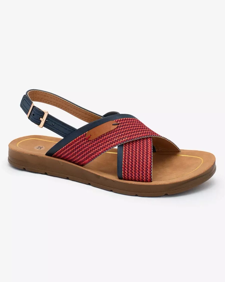 Royalfashion Tengerészkék női szandál piros betéttel Ederisa