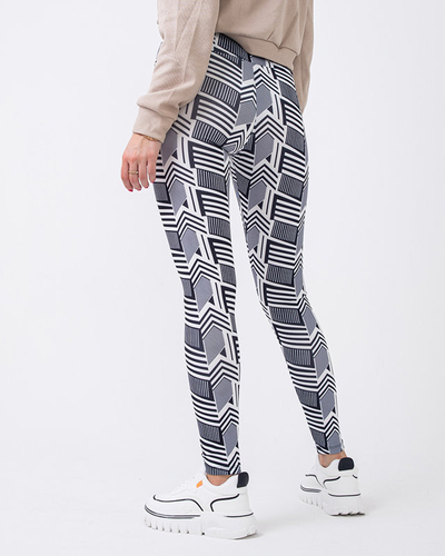 Mintás női fekete-fehér magas derekú leggings - Ruházat