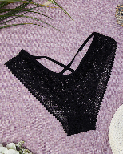 Fekete csipke női rövidnadrág bugyi - fehérnemű