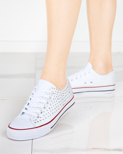 OUTLET Női tornacipő színes cirkóniával fehér színben Amanda - Lábbeli