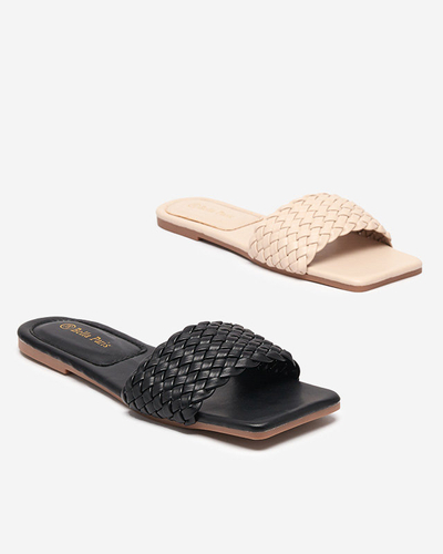 OUTLET Bézs színű női papucs fonott pánttal Netyka - Lábbeli