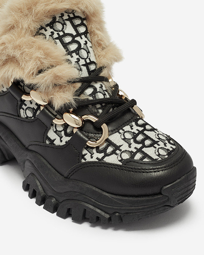 Női sportcipő szőrmével, fekete színben Reyma- Footwear