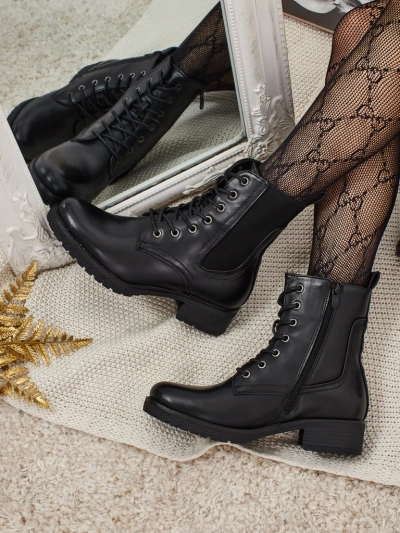 Orlastea női fűzős bokacsizma öko bőrből